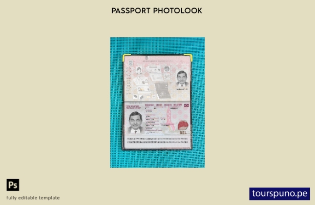 listo para imprimir la plantilla de presentación fotográfica del pasaporte bel 1